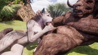 Furry Wolfgirl Rides Minotaur Monster Cock Yiff Hentai Animation - porn video