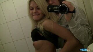 Naughty blonde flashes her ass in public while her boyfriend films - porn video