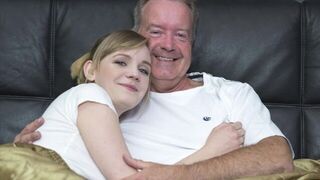 Sexy blonde bends over to get fucked by grandpa big cock - porn video